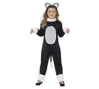 Smiffys Disfraz de gata, con traje entero, cola y orejas Halloween, Carnaval