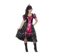 Smiffy's Disfraz camarera descarada del Viejo Oeste con curvas – Rosa, vestido y horquilla
