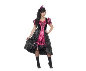 Smiffys Curves Sassy Saloon Costume, Pink (Size X1)