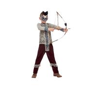 Smiffys Dark Spirit Warrior Costume, Grey Top, Trousers & Mask, Halloween Child Fancy Dress, Warrior Dress Up Costumes