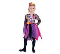 Smiffys Day of the Dead Pom-Pom Costume Dress & Headband, Halloween Child Fancy