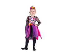 Smiffys Day of the Dead Pom-Pom Costume Dress & Headband, Halloween Child Fancy
