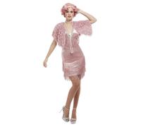 Smiffys Deluxe 20s Vintage Pink Flapper Costume (Size L)