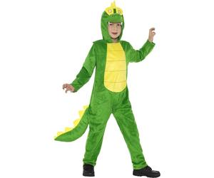 Smiffys Deluxe Crocodile Costume, Green with Hooded Jumpsuit & Tail, Children's Animal Fancy Dress, Animal Dress Up Costumes