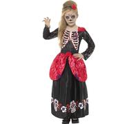 Smiffys Deluxe Day of the Dead Girl Costume, Black (Size L)