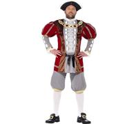 Smiffys Traje de Lujo de Enrique VIII, Roso, Con Chaqueta y Pantalones Halloween, Carnaval