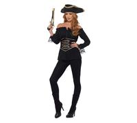 Smiffys Deluxe Pirate Shirt, Ladies, Black (Size L)