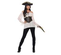 Smiffys Deluxe Pirate Shirt, Ladies, Ivory (Size L)
