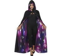 Smiffys Capa reversible deluxe Ouija Galaxy, Negra y morada, unisex