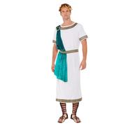Smiffys Disfraz de toga de lujo de emperador romano, Blanco, De una sola pieza, con cinturón y diadema Halloween
