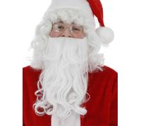 Smiffys Barba de Papá Noel, Blanca, 38cm / 15in, Deluxe Halloween