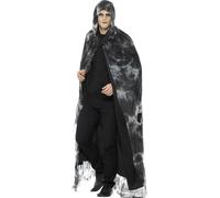 Smiffys Deluxe Spellbound Decayed Cape, Black & Grey