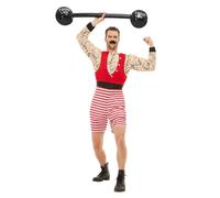 Smiffys Deluxe Strongman Costume, Red & White (Size XL)