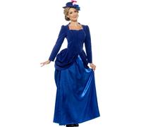 Smiffys Deluxe Victorian Vixen Costume, Blue (Size L)
