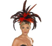 1920's Burlesque Flapper Diadema de Plumas Negro Rojo Mujer Disfraz