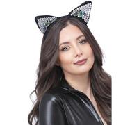 Smiffy's Diadema Orejas de gato negro con joyas – Halloween, Carnaval
