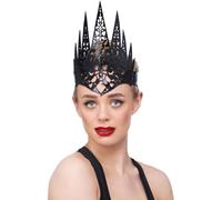 Smiffys Diadema de corona de reina con filigrana negra Halloween, Carnaval