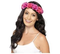 Smiffys Diadema de flores, Rosa