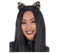 Smiffys Diadema de orejas de gato y leopardo con lentejuelas