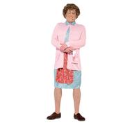 Smiffys Disfraz acolchado de Mrs Brown, Rosa, Vestido, rebeca, peluca, gafas, pañuelo y lunar Halloween, Carnaval
