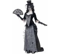 Smiffys Disfraz Adulto Halloween Viuda Negra Negra de Ghost Town Gris