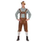 Smiffys Disfraz bávaro tradicional de lujo de Hanz, Verde, con lederhosen y camisa Halloween, Carnaval