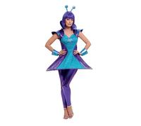 Smiffys Disfraz de alien para mujer, con vestido, leggings, muñequeras y diadema