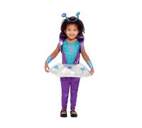 Smiffys Disfraz de alienígena para niños pequeños, Plateado, Vestido, leggings, muñequeras y diadema Halloween, Carnaval