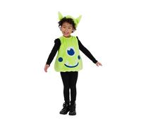 Smiffys Disfraz de alienígena para niños pequeños, tabardo alienígena verde con sombrero a juego, divertido y cómodo disfraz para Halloween, eventos de guardería, fiestas y juegos de disfraces para