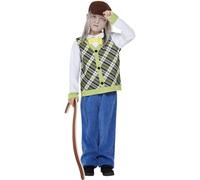 Smiffys Disfraz de anciano para niños pequeños, Verde, Top, pantalones, sombrero y bastón