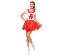 Smiffy's - Disfraz - Animadora Sandy de Grease - Rojo y blanco, con falda y parte de arriba