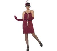 Smiffy's Disfraz de años 20 – Vestido corto, tocado y guantes – Rojo (Halloween, Carnaval)