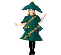 Smiffys Disfraz de árbol de Navidad, Verde, con túnica y gorro Halloween, Carnaval