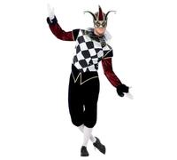 Smiffys Disfraz de arlequín gótico veneciano, con camiseta, pantalón y cuello Halloween, Carnaval