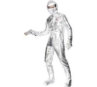 Smiffys Disfraz de astronauta, plateado, con enterizo, capucha, guantes y cubrebotas