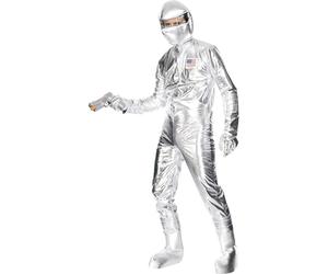Smiffys Disfraz de astronauta, plateado, con enterizo, capucha, guantes y cubrebotas Halloween, Carnaval