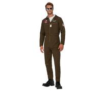 Smiffys Disfraz de aviador de Top Gun Maverick para hombre, verde, con mono e insignias intercambiables