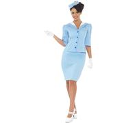 Smiffys Air Hostess Costume, Blue (Size S)