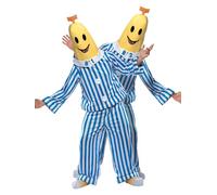Smiffys Disfraz de Bananas en pijamas, Azul, con parte de arriba, pantalón, adorno para la cabeza, fundas para los zapatos y letras intercambiables Halloween, Carnaval
