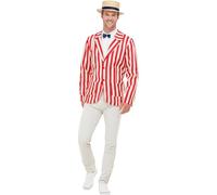 Smiffys Disfraz de barbero de los años 20, Rojo y blanco, con chaqueta, sombrero y pajarita