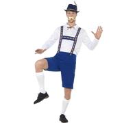 Smiffys Disfraz de bávaro,Azul,con camisa y Lederhosen Halloween, Carnaval