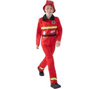 Smiffys Disfraz de bombero, Rojo, con chaqueta, pantalones y sombrero Halloween