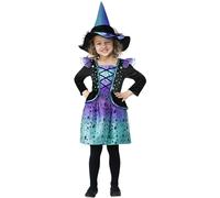 Smiffys Disfraz de bruja cósmica, Vestido y sombrero, Ombre verde azulado