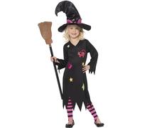 Smiffy's Disfraz de Bruja de la Ceniza – Negro, con vestido, sombrero y medias – Talla T2