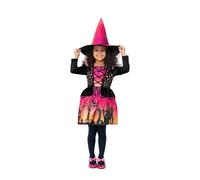 Smiffys Disfraz de bruja del atardecer, Vestido y sombrero con estampado Ombre Halloween, Carnaval