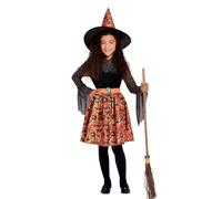 Smiffys Disfraz de bruja vintage, Naranja, Vestido y sombrero Halloween, Carnaval