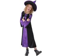 Smiffys Disfraz de brujita, Negro y morado, con vestido y sombrero