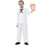 Smiffys Disfraz de Capitán Cluck, Blanco, Top, pantalones, barba, gafas y cubo de EVA