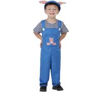 Smiffys Disfraz de cerdito de campo para niños pequeños, Azul, De una sola pieza y con sombrero Halloween, Carnaval