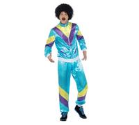 Smiffys Disfraz de chándal al colmo de la moda de los 80, azul, con chaqueta y pantalones